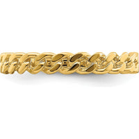 14K Yellow Gold Chain Link Band Ring - Tapered Design by Oro Pregiato