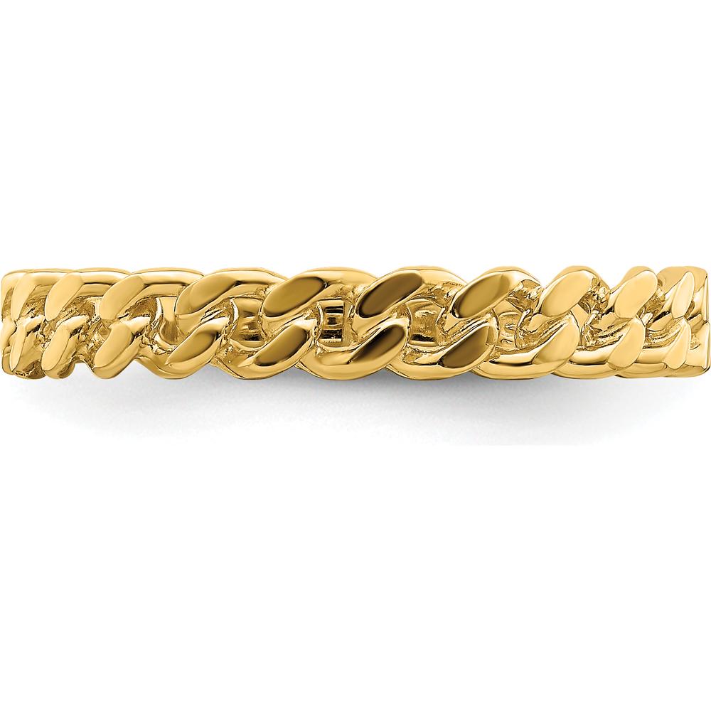 14K Yellow Gold Chain Link Band Ring - Tapered Design by Oro Pregiato