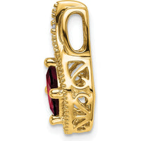 14K Yellow Gold Chain Slide Pendant with 6mm Cushion Cut Garnet and Round Diamond - 0.73 Carat Garnet Weight, 0.005 Carat Diamond Weight by Lumare Gioia