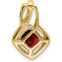 14K Yellow Gold Chain Slide Pendant with 6mm Cushion Cut Garnet and Round Diamond - 0.73 Carat Garnet Weight, 0.005 Carat Diamond Weight by Lumare Gioia