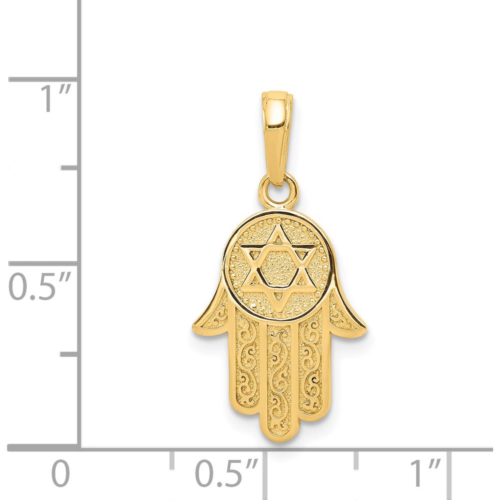 14K Yellow Gold Chamseh Hand of God Pendant with Star of David - Symbolic Jewelry by Oro Pregiato