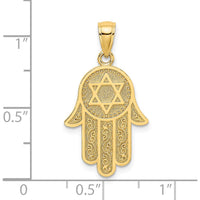 14K Yellow Gold Chamseh with Star of David Pendant - 28.3mm Length by Oro Pregiato