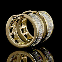 14K Yellow Gold Channel Set Baguette Lab Diamond Huggie Earrings - 1.82 Carat Total Weight (E-F Color, VS Clarity) - Covaloro Fine Jewelry