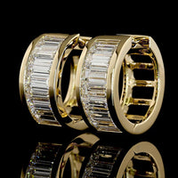 14K Yellow Gold Channel Set Baguette Lab Diamond Huggie Earrings - 1.82 Carat Total Weight (E-F Color, VS Clarity) - Covaloro Fine Jewelry