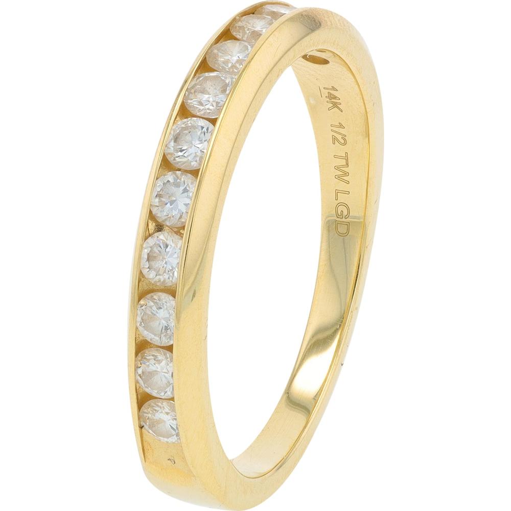 14K Yellow Gold Channel Set Band with 1/2 Carat Lab Grown Round Diamonds