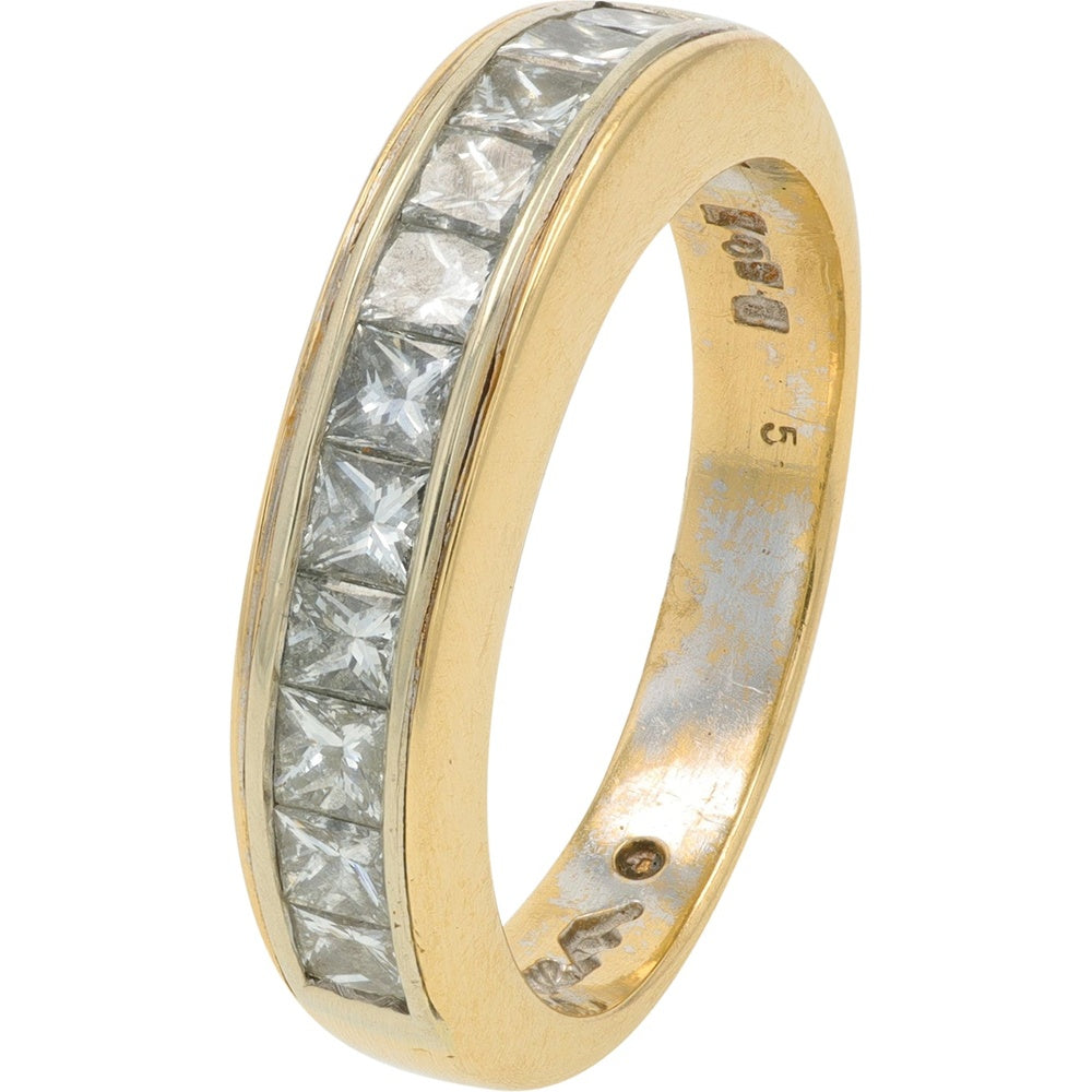 14K Yellow Gold Channel Set Band with Princess-Cut Diamonds - 1.00 Carat Total Diamond Weight