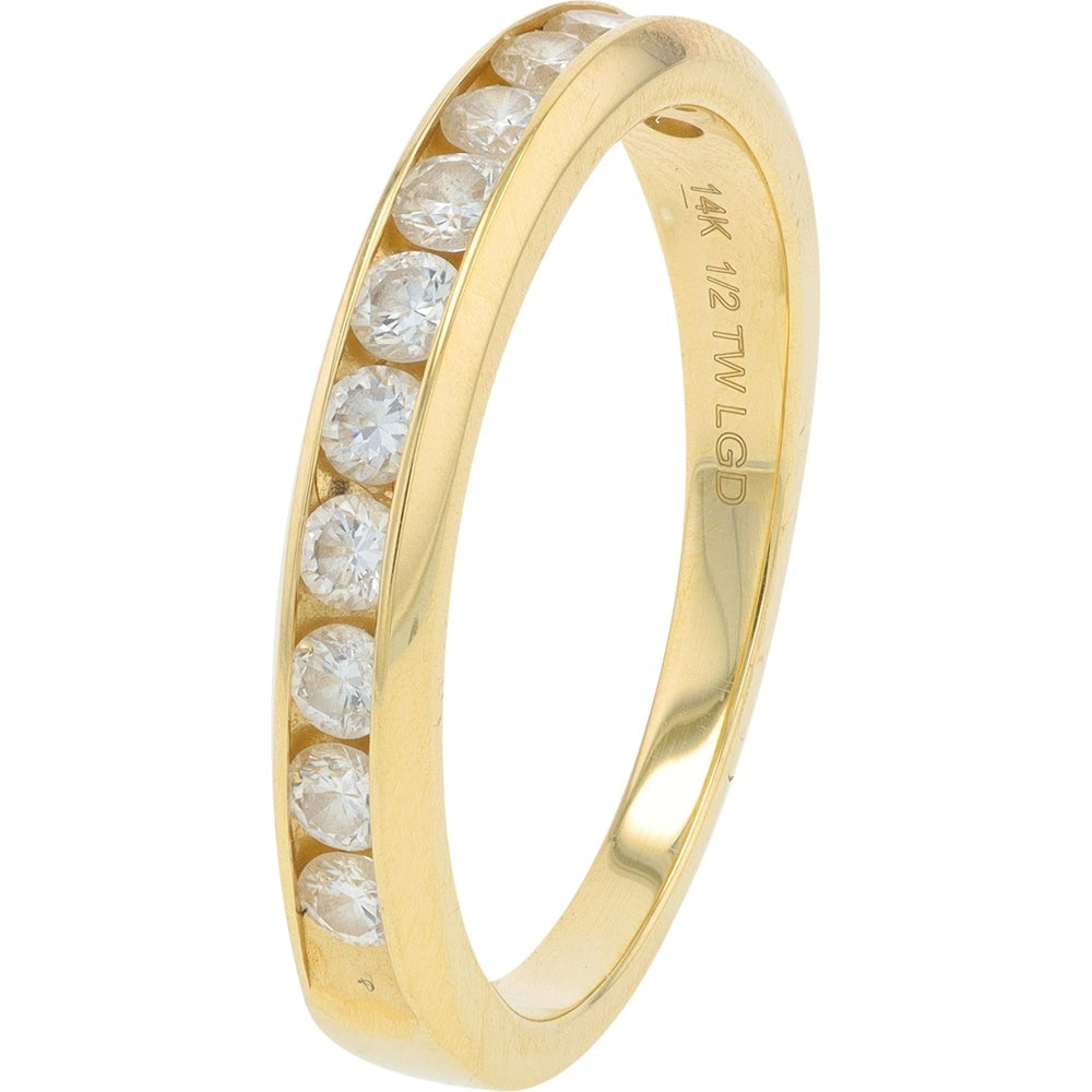 14K Yellow Gold Channel Set Band with Round Lab Grown Diamonds - 1/2 Carat Total Diamond Weight