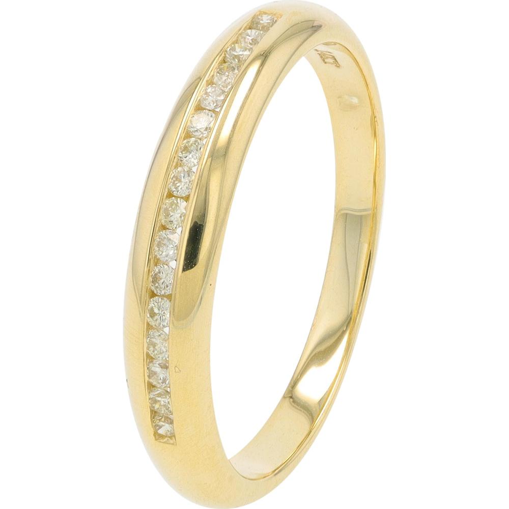 14K Yellow Gold Channel Set Diamond Band with Round Brilliant Diamonds - 0.13 Carat Total Diamond Weight