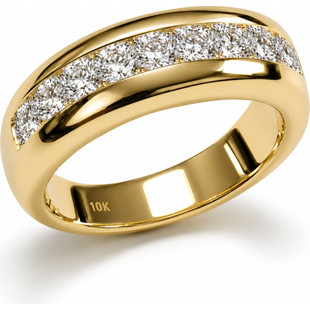 14K Yellow Gold Channel Set Round Lab Grown Diamond Band - 0.99 Carat Total Diamond Weight by Auriventus
