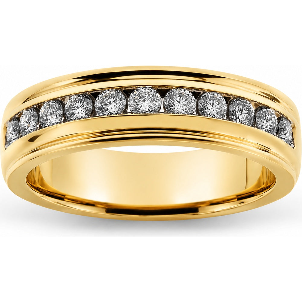 14K Yellow Gold Channel Set Round Lab-Grown Diamond Band - 1.65 Carat Total Diamond Weight by Auriventus