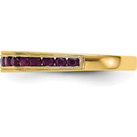 14K Yellow Gold Channel-Set Ruby Milgrain Band Ring with 17 Round Rubies - 0.34 Carat Total Ruby Weight by 0
