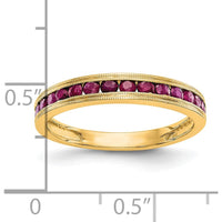 14K Yellow Gold Channel-Set Ruby Milgrain Band Ring with 17 Round Rubies - 0.34 Carat Total Ruby Weight by 0