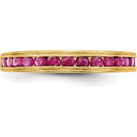 14K Yellow Gold Channel-Set Ruby Milgrain Band Ring with 17 Round Rubies - 0.34 Carat Total Ruby Weight by 0