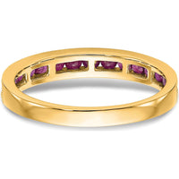 14K Yellow Gold Channel-Set Ruby Milgrain Band Ring with 17 Round Rubies - 0.34 Carat Total Ruby Weight by 0