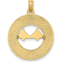 14K Yellow Gold Charleston Bridge Pendant Charm - Polished Finish, Textured Design by Oro Pregiato