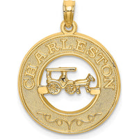 14K Yellow Gold Charleston Horse and Buggy Motif Pendant by Oro Pregiato