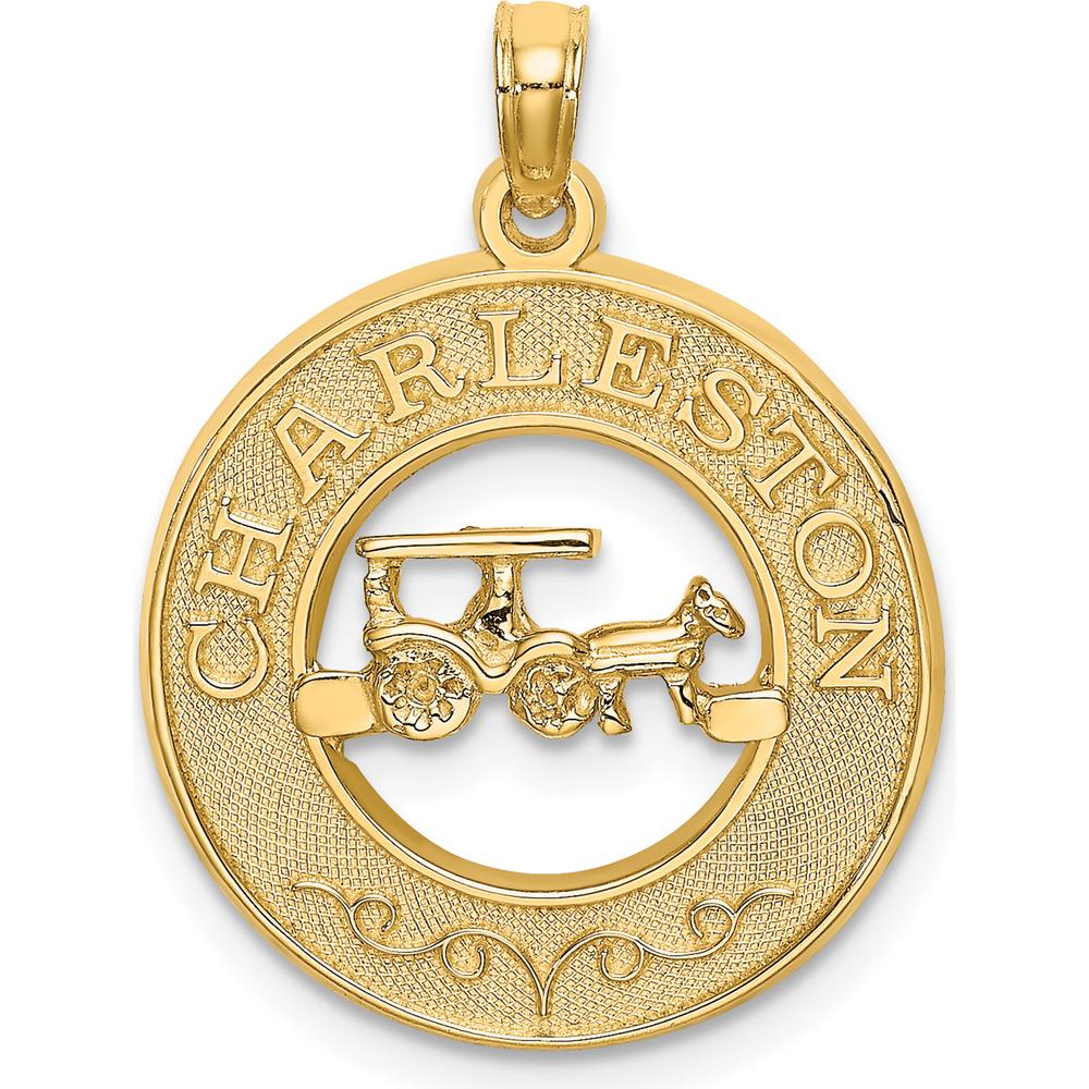 14K Yellow Gold Charleston Horse and Buggy Motif Pendant by Oro Pregiato