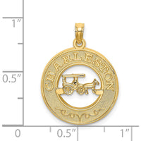 14K Yellow Gold Charleston Horse and Buggy Motif Pendant by Oro Pregiato