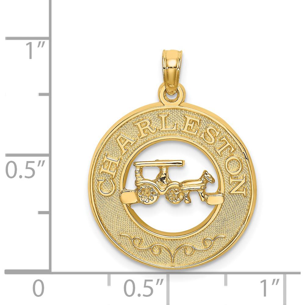 14K Yellow Gold Charleston Horse and Buggy Motif Pendant by Oro Pregiato