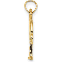 14K Yellow Gold Charleston Palm Tree and Crescent Moon Pendant Charm by Oro Pregiato