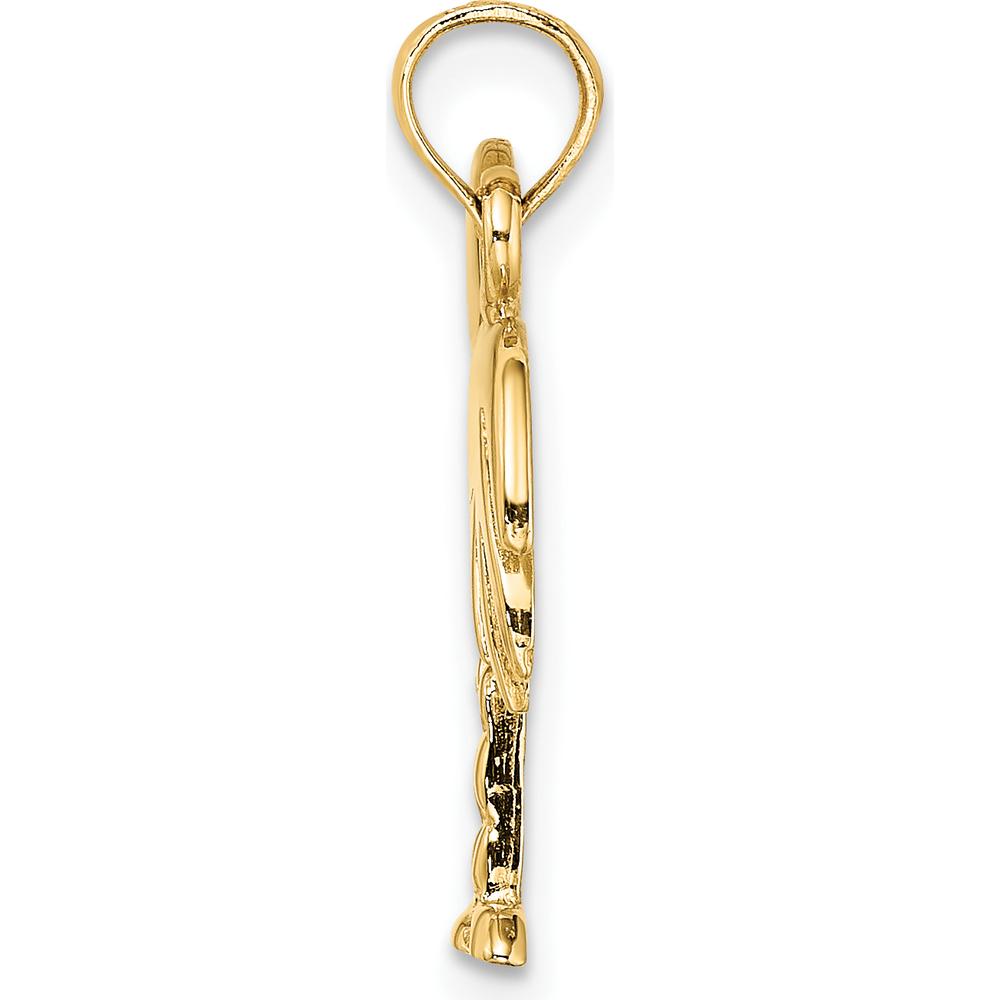 14K Yellow Gold Charleston Palm Tree and Crescent Moon Pendant Charm by Oro Pregiato