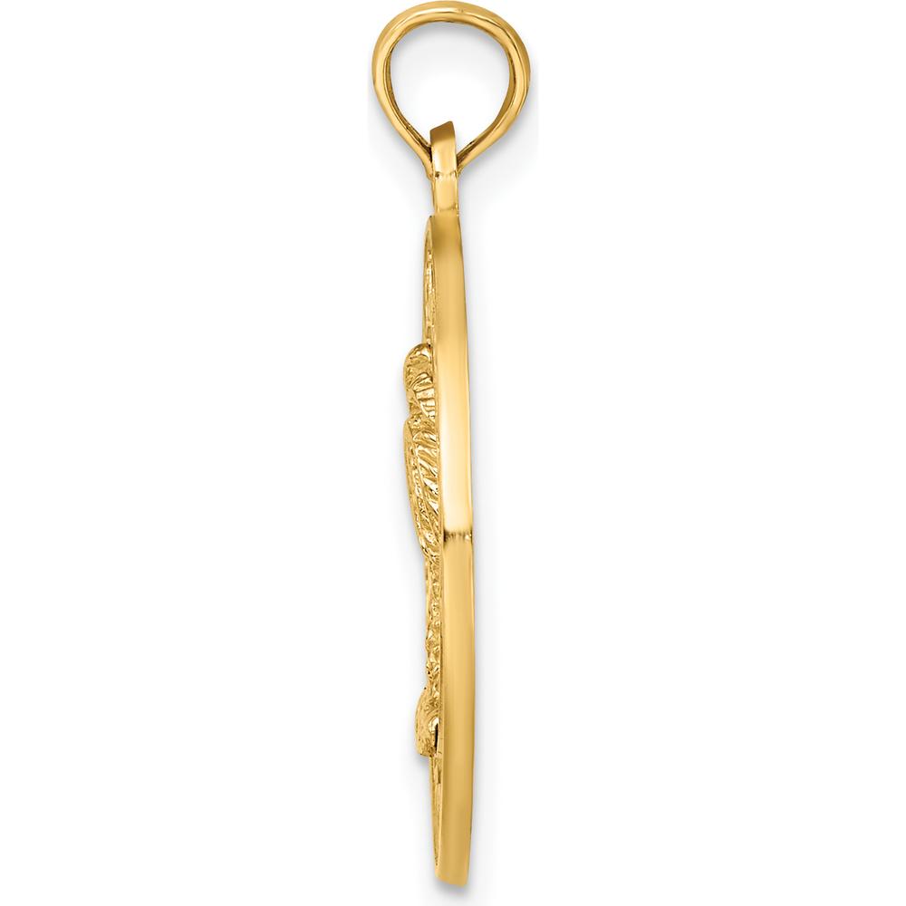14K Yellow Gold Charleston Palm Tree Charm Pendant - Textured Design by Oro Pregiato