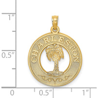 14K Yellow Gold Charleston Palm Tree Charm Pendant - Textured Design by Oro Pregiato