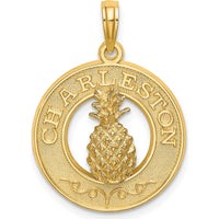 14K Yellow Gold Charleston Pineapple Pendant with Textured Design by Oro Pregiato