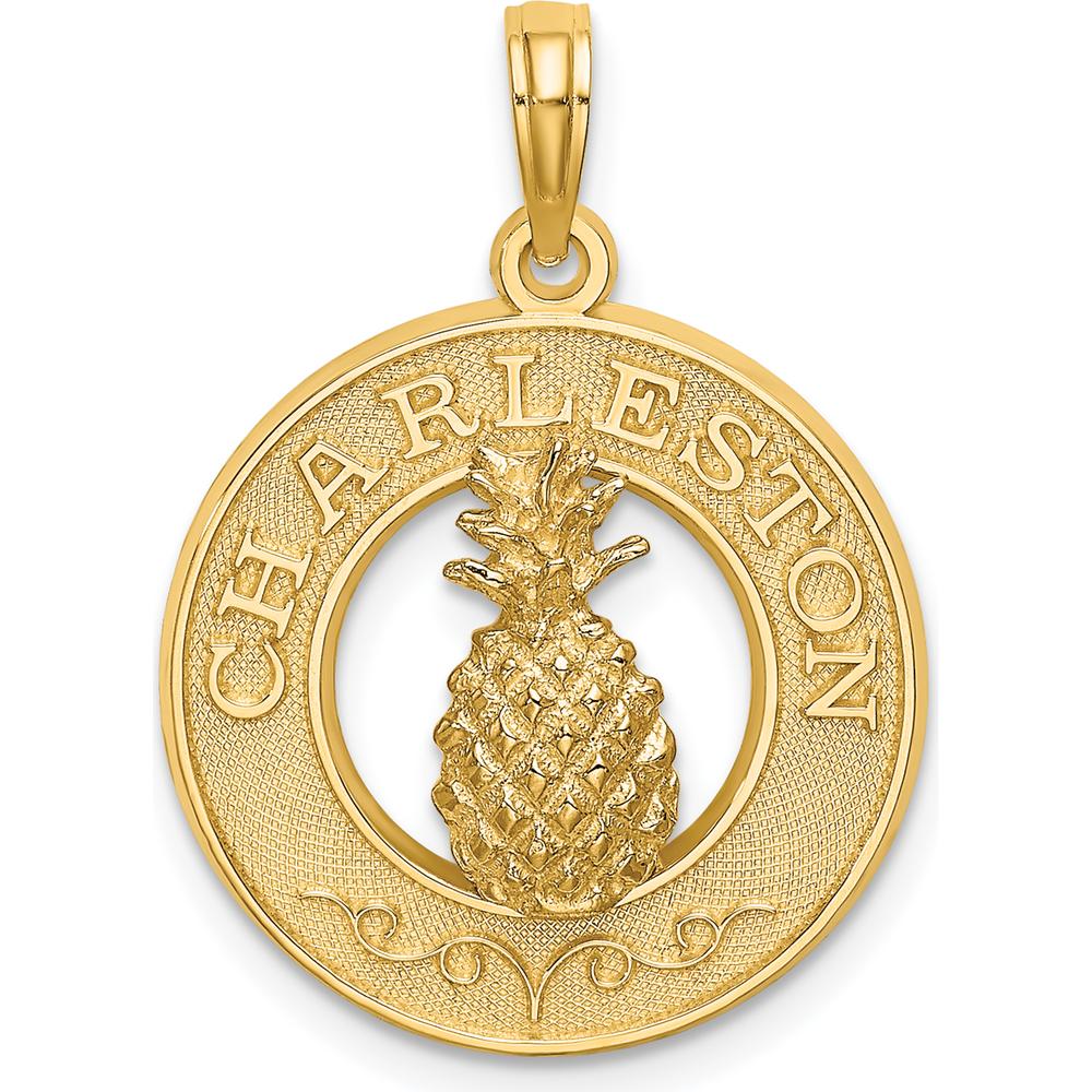 14K Yellow Gold Charleston Pineapple Pendant with Textured Design by Oro Pregiato