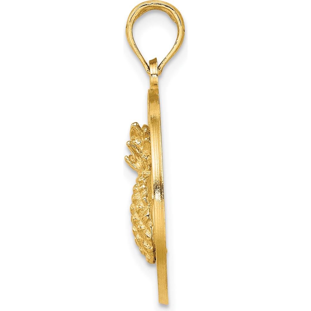 14K Yellow Gold Charleston Pineapple Pendant with Textured Design by Oro Pregiato