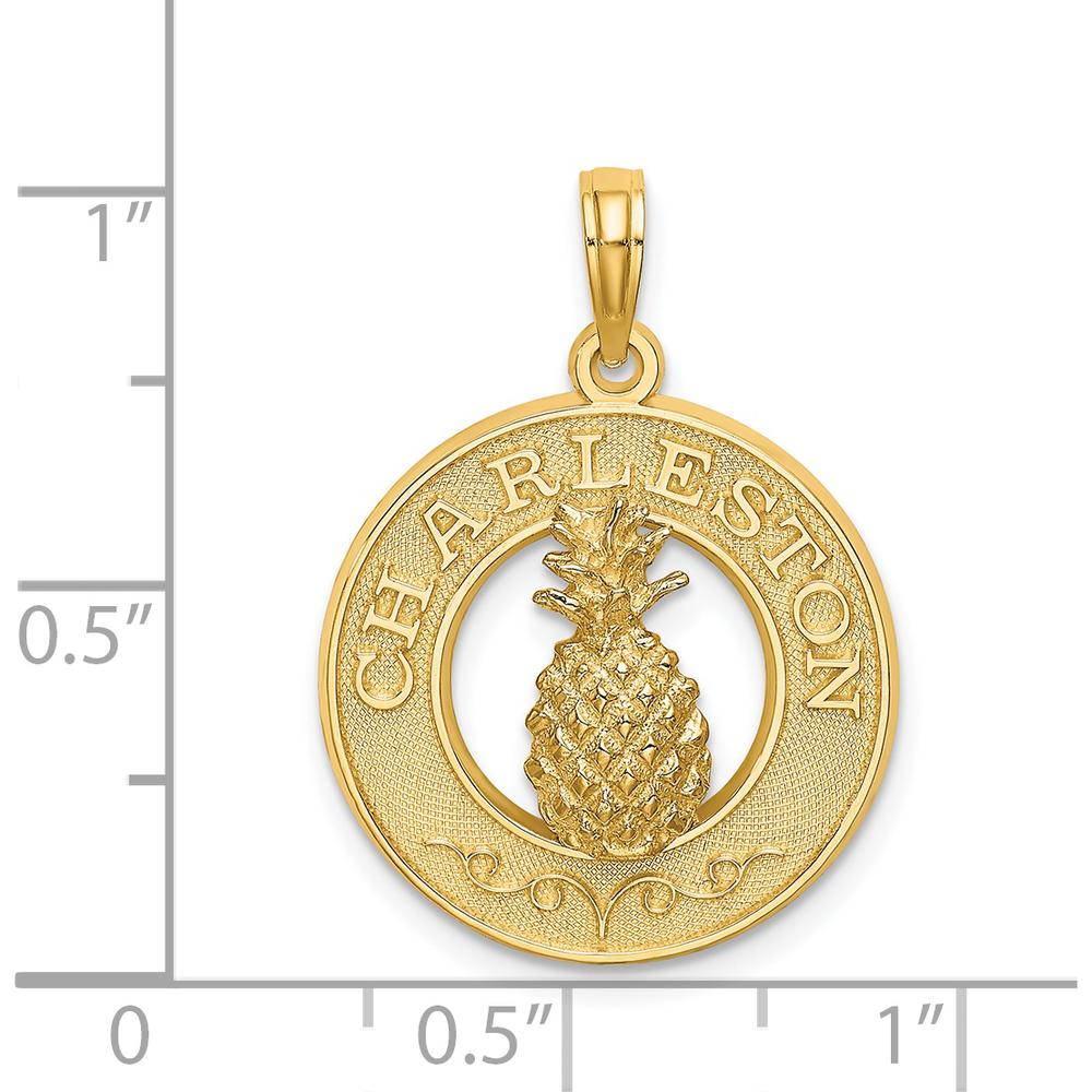14K Yellow Gold Charleston Pineapple Pendant with Textured Design by Oro Pregiato