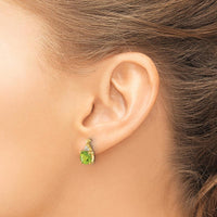 14K Yellow Gold Checkerboard Peridot Drop Earrings with Diamond Accents - 1.94 Carat Total Peridot Weight by Oro Pregiato