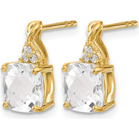 14K Yellow Gold Checkerboard White Topaz and Diamond Drop Earrings - 1.68 Carat Total Topaz Weight, 0.06 Carat Total Diamond Weight by Oro Pregiato