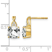 14K Yellow Gold Checkerboard White Topaz and Diamond Drop Earrings - 1.68 Carat Total Topaz Weight, 0.06 Carat Total Diamond Weight by Oro Pregiato