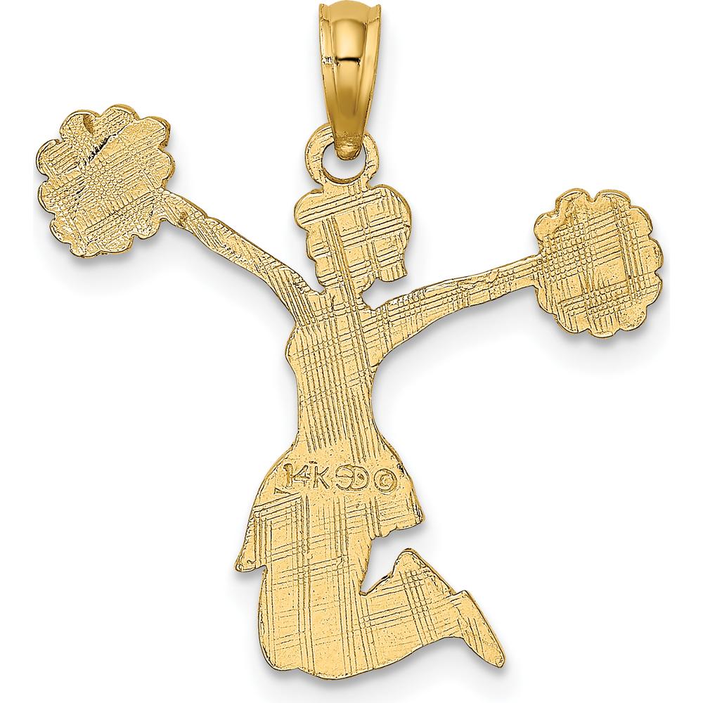 14K Yellow Gold Cheerleader Jumping with Pom-Poms Charm - Polished Finish by Oro Pregiato