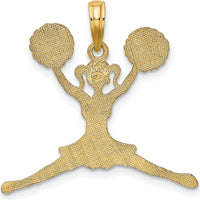 14K Yellow Gold Cheerleader Jumping with Pom-Poms Charm - Polished Finish by Oro Pregiato