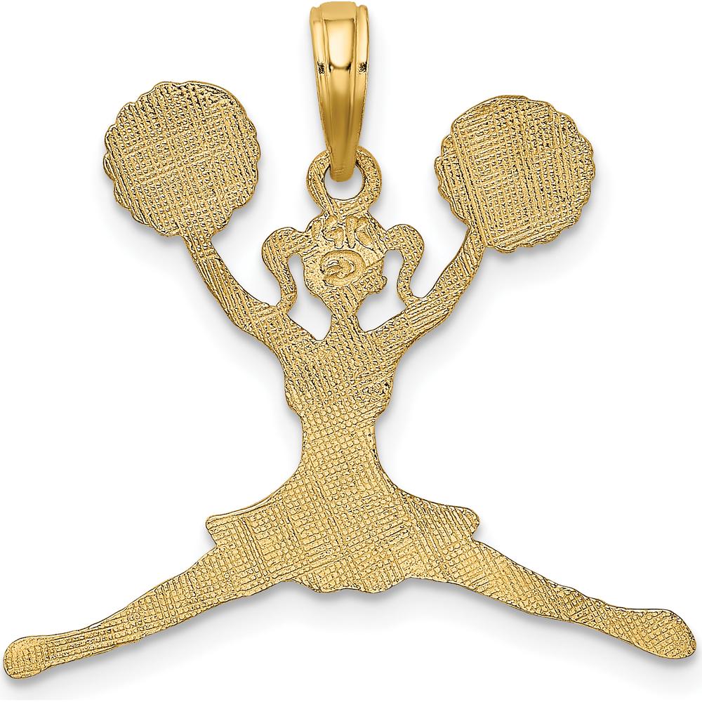 14K Yellow Gold Cheerleader Jumping with Pom-Poms Charm - Polished Finish by Oro Pregiato
