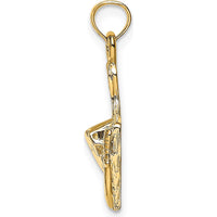 14K Yellow Gold Cheese Board with Knife Pendant Charm - Playful Culinary Design by Oro Pregiato