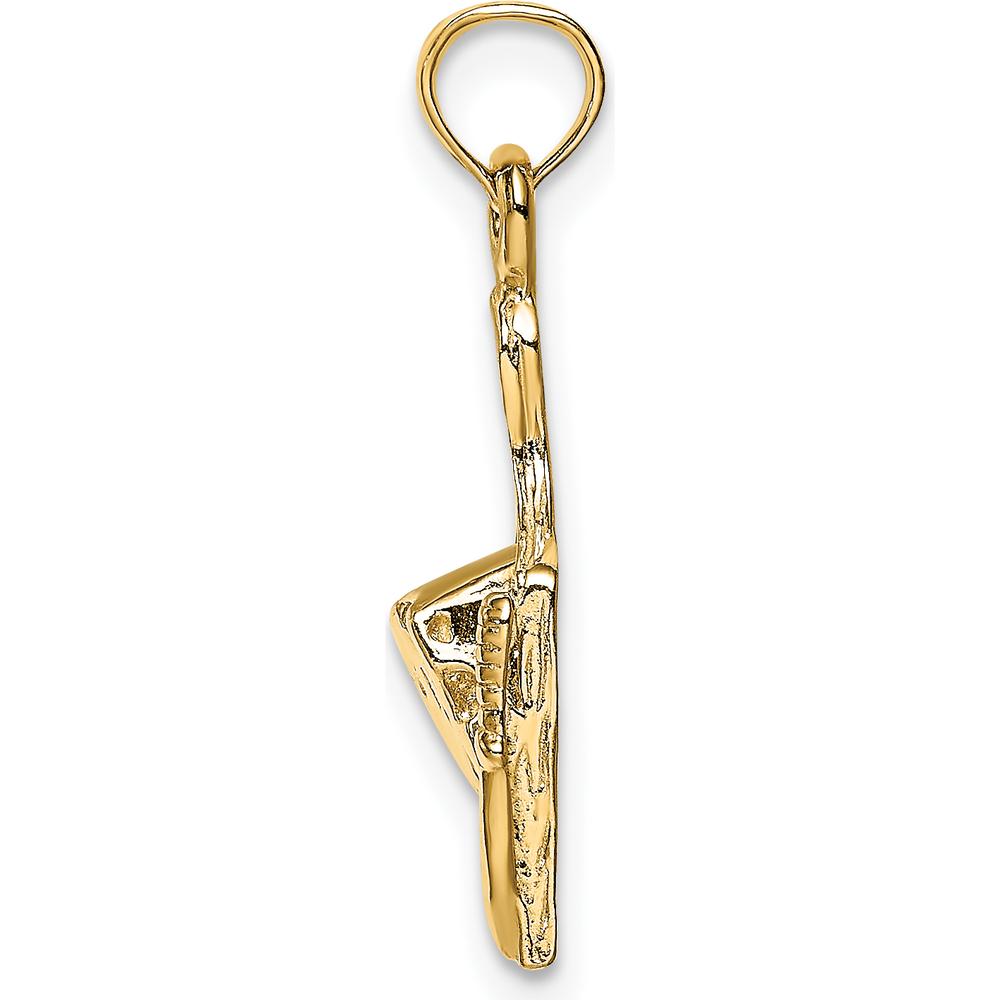 14K Yellow Gold Cheese Board with Knife Pendant Charm - Playful Culinary Design by Oro Pregiato