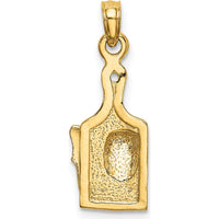 14K Yellow Gold Cheese Board with Knife Pendant Charm - Playful Culinary Design by Oro Pregiato