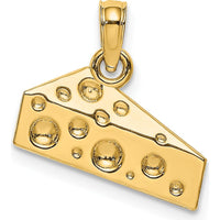 14K Yellow Gold Cheese Wedge Pendant with Textured Back by Oro Pregiato