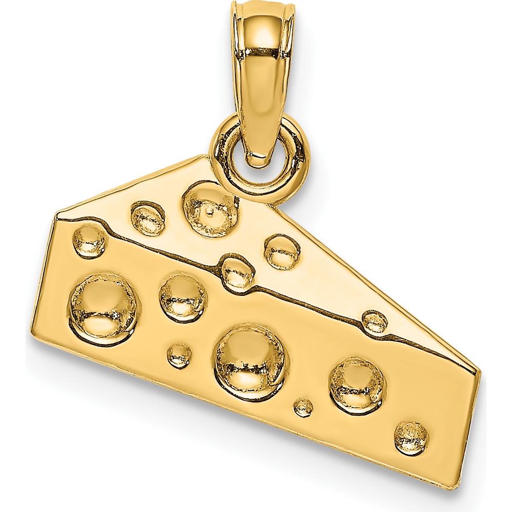 14K Yellow Gold Cheese Wedge Pendant with Textured Back by Oro Pregiato
