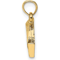 14K Yellow Gold Cheese Wedge Pendant with Textured Back by Oro Pregiato