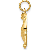 14K Yellow Gold Cheetah Pendant Charm - Detailed Wild Animal Design by Oro Pregiato