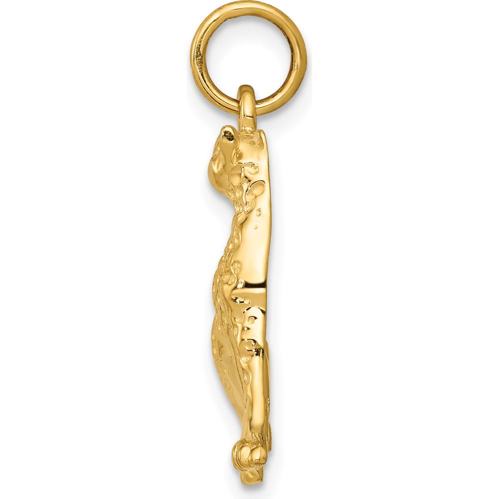 14K Yellow Gold Cheetah Pendant Charm - Detailed Wild Animal Design by Oro Pregiato