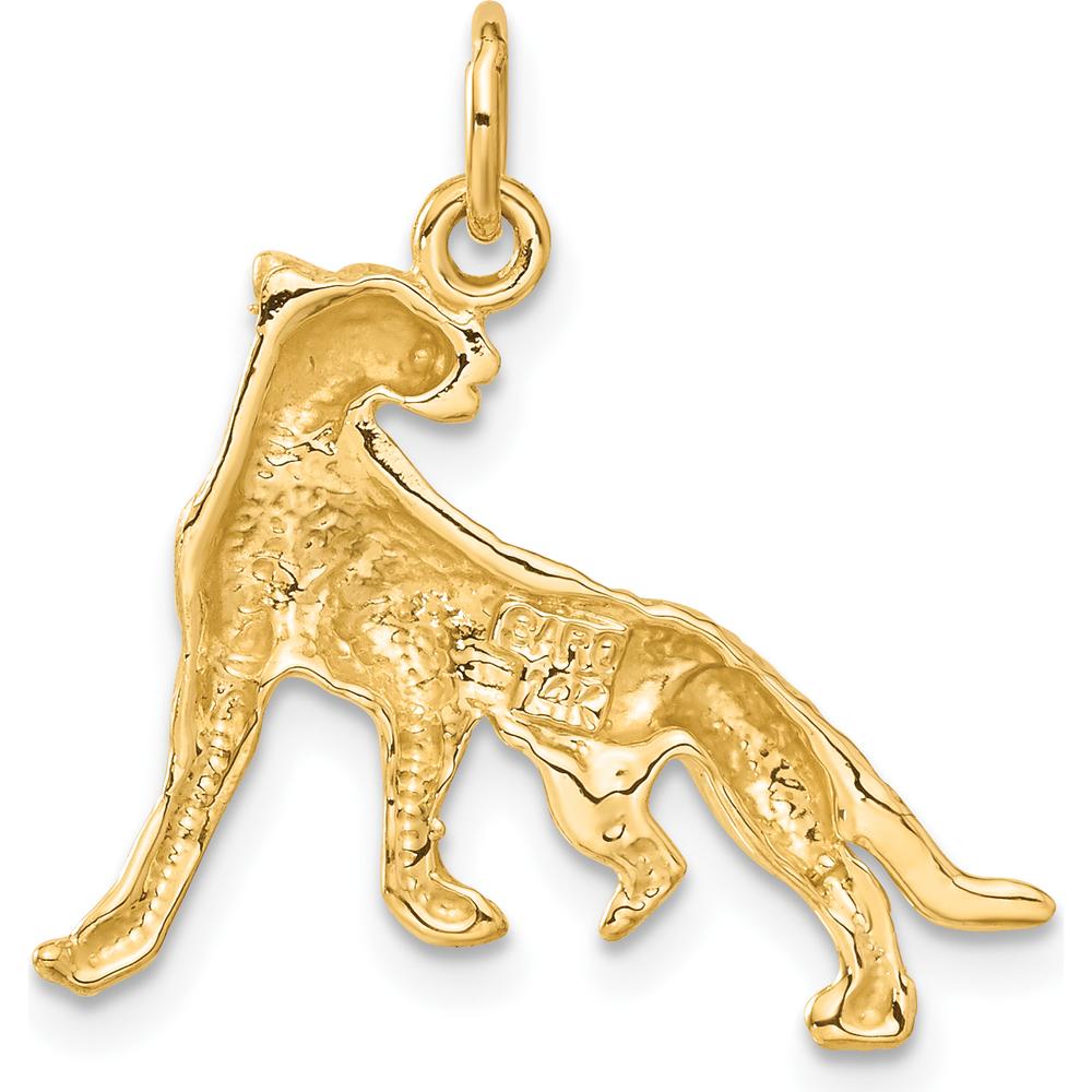14K Yellow Gold Cheetah Pendant Charm - Detailed Wild Animal Design by Oro Pregiato