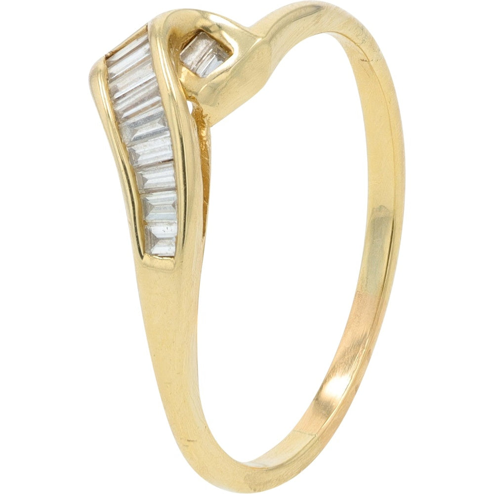 14K Yellow Gold Chevron Ring with Channel-Set Baguette Diamonds - 0.25 Carat Total Diamond Weight