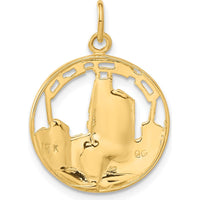 14K Yellow Gold Chicago Skyline Charm Pendant - Polished Finish, 24.5mm Length