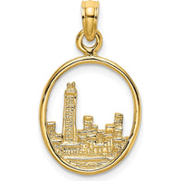 14K Yellow Gold Chicago Skyline Charm Pendant with Textured Finish by Oro Pregiato