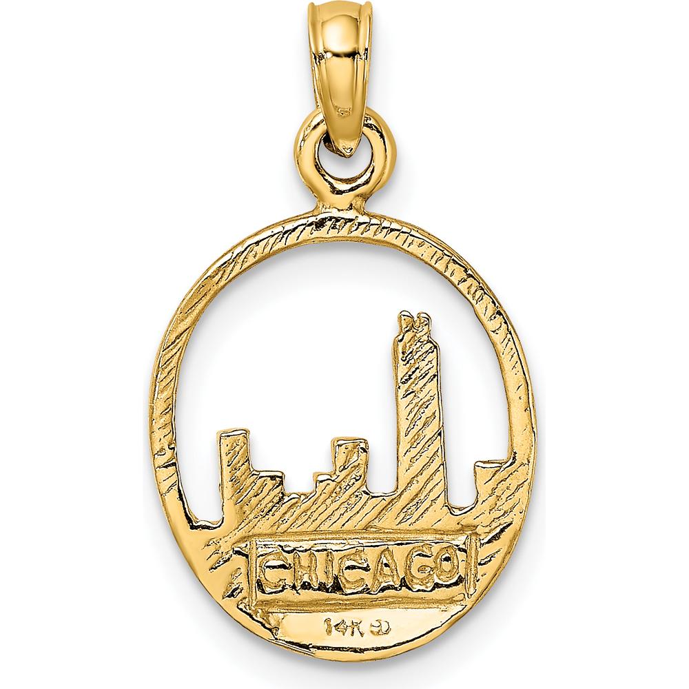 14K Yellow Gold Chicago Skyline Charm Pendant with Textured Finish by Oro Pregiato